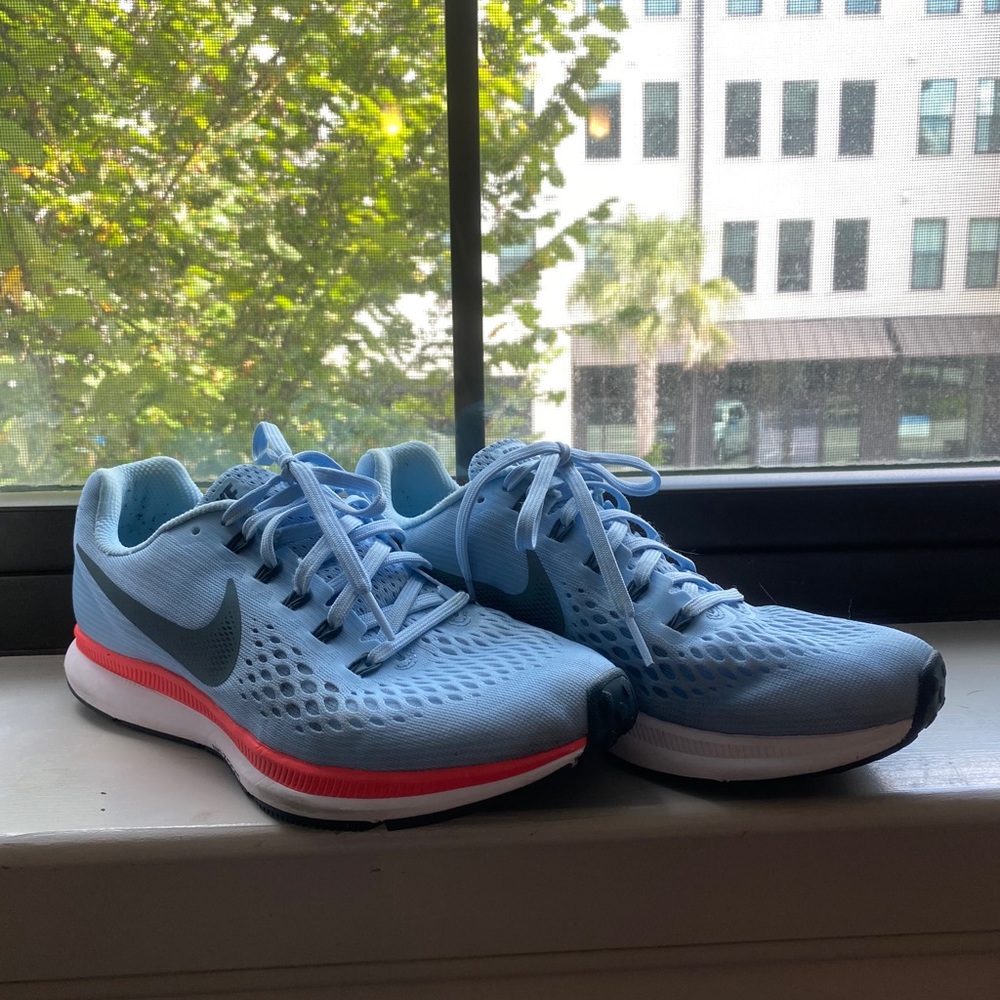 Light blue and orange Nike